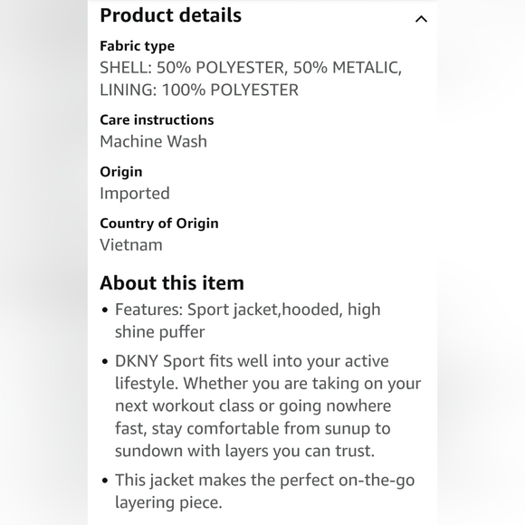 DKNY SPORT women’s removable hood metallic/irridescent puffer jacket - Small - Picture 8 of 9